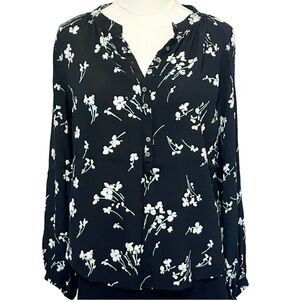 J. Crew Black Floral Blouse Size S